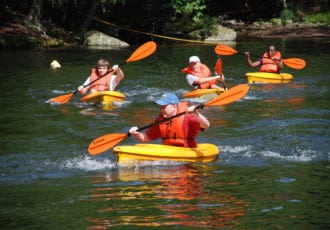 kayaking in river