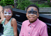 Kids with face paint.