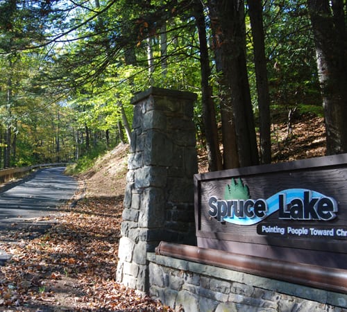 Spruce Lake sign.