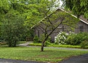 Hemlock House exterior in Spring.