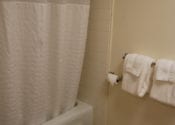 Retreat center lodging bathroom.