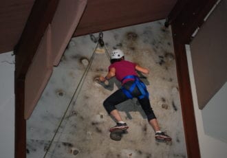 Rock climbing wall.