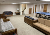 Mountain Laurel Lodge basement lounge.