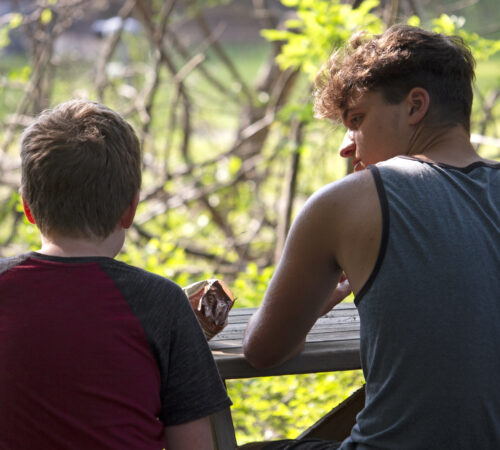 Christian Summer Camp - outside on bench